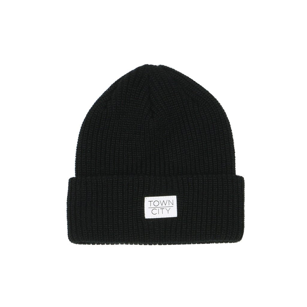 Rib Knit Beanie - Black - Town City