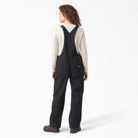 Womens Relaxed Fit Bib Overalls - Black