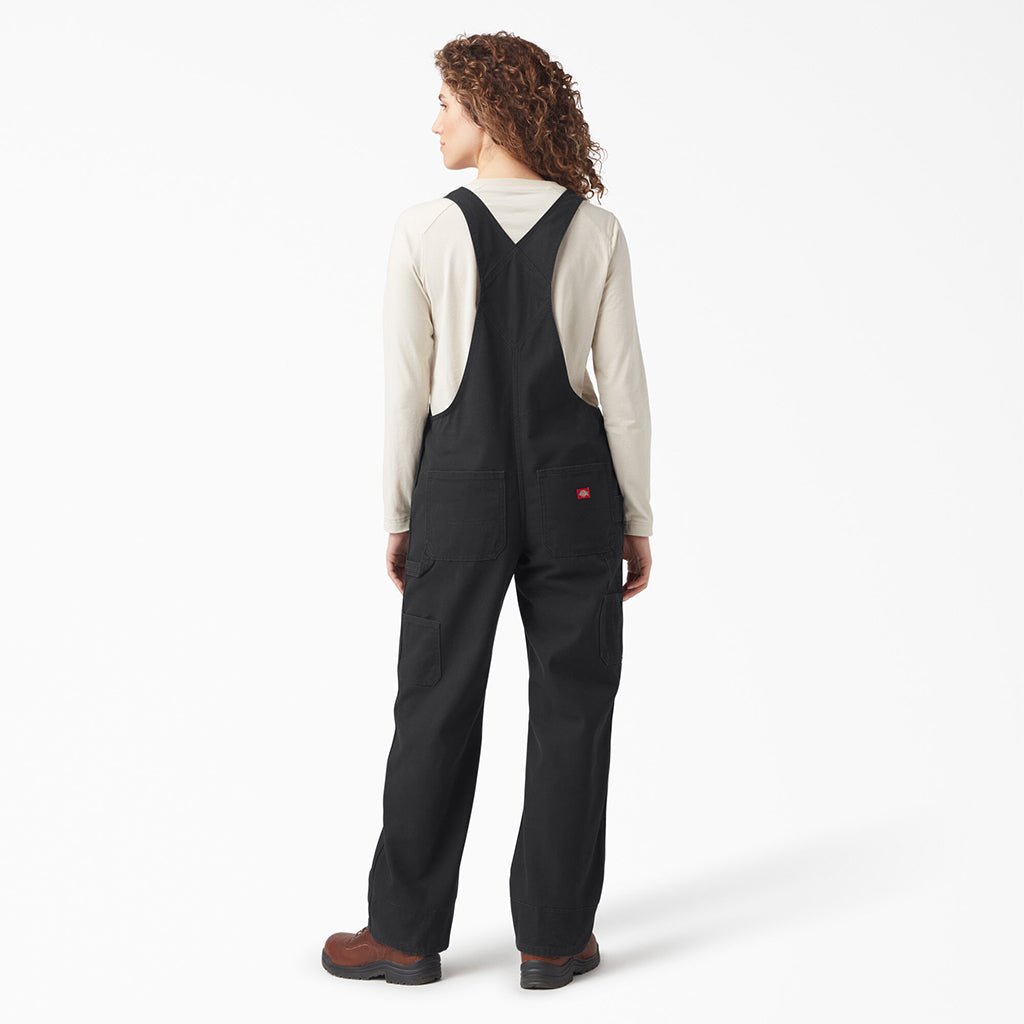 Womens Relaxed Fit Bib Overalls - Black
