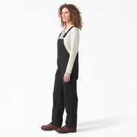 Womens Relaxed Fit Bib Overalls - Black