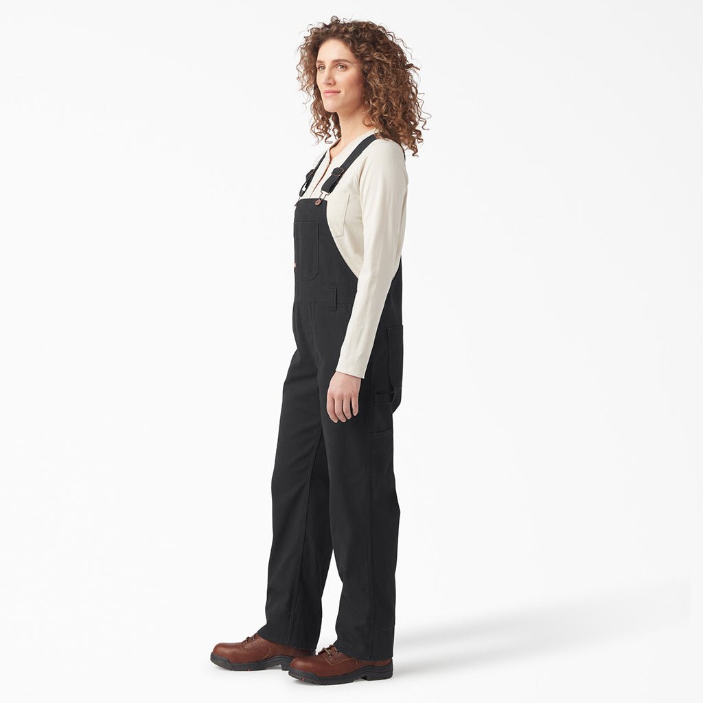 Womens Relaxed Fit Bib Overalls - Black