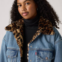 90's Fur Trucker Jacket in Dolly Day Medium Wash
