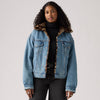 90's Fur Trucker Jacket in Dolly Day Medium Wash