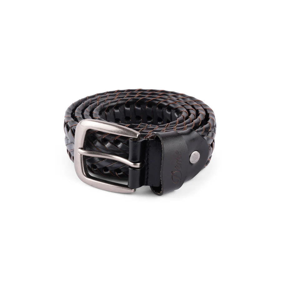 Braided Leather Belt - Black/Charcoal