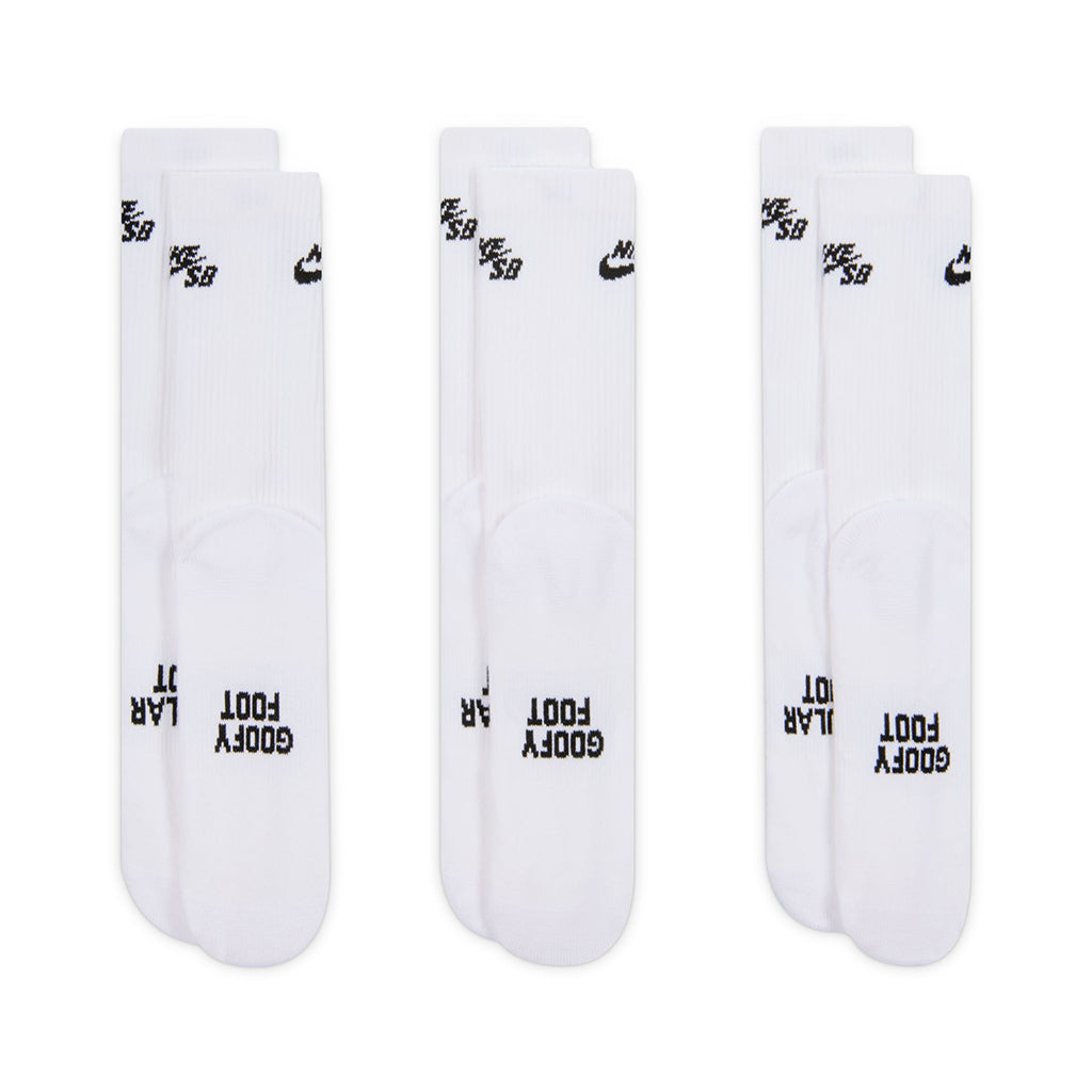 Everyday Elavated Crew Socks (3 Pack) - White/Black