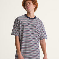 Cameron Stripe Knit Shirt - Parisian Night/Cement Heather Grey.