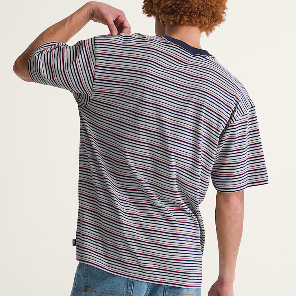 Cameron Stripe Knit Shirt - Parisian Night/Cement Heather Grey.