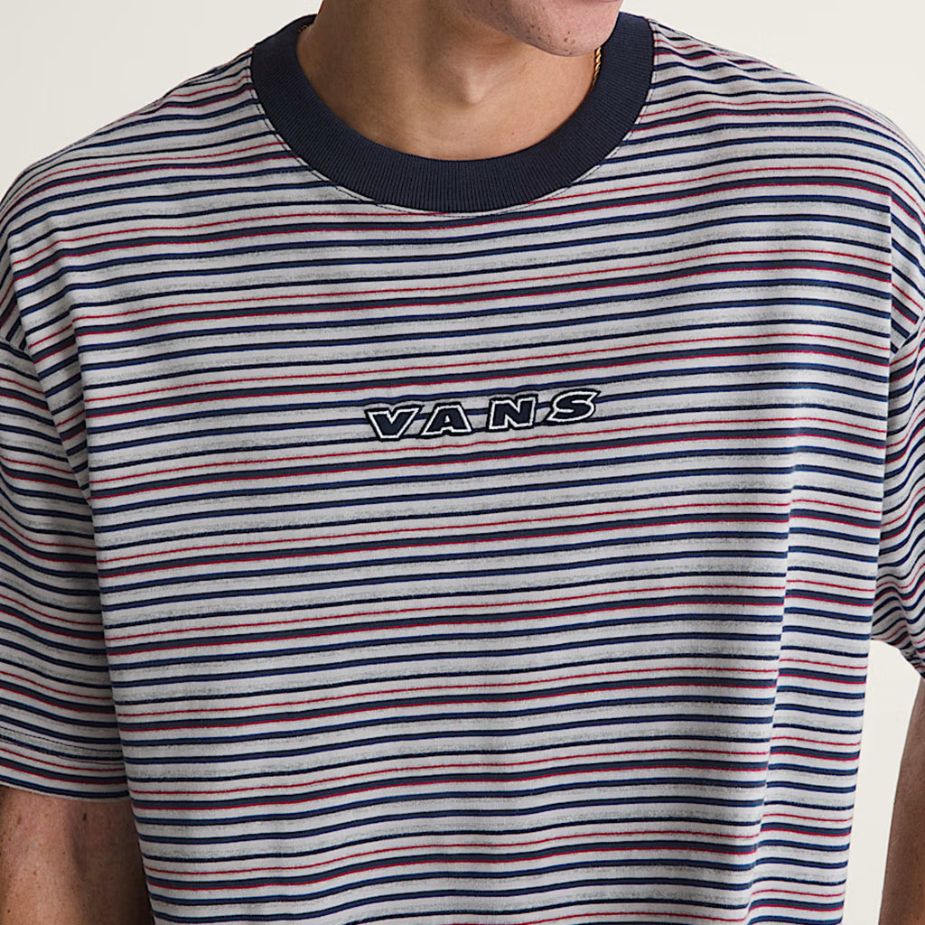 Cameron Stripe Knit Shirt - Parisian Night/Cement Heather Grey.