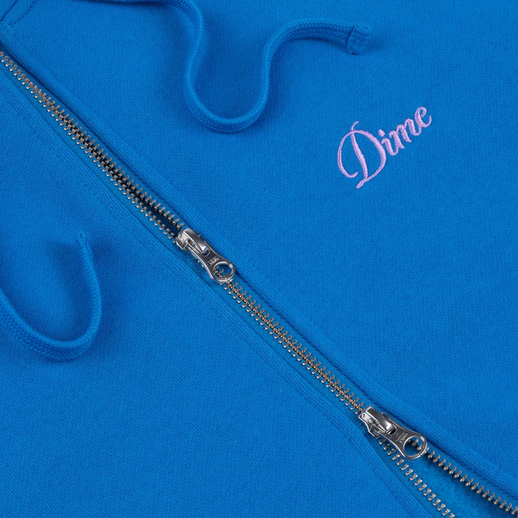 Cursive Small Logo Zip-Hoodie - Cobalt