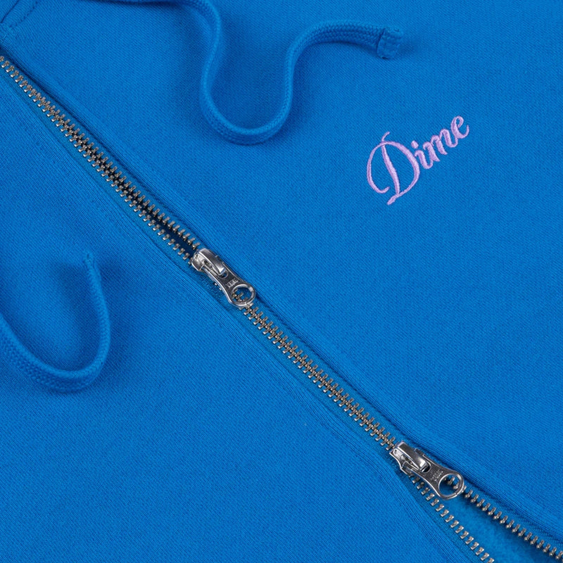 Cursive Small Logo Zip-Hoodie - Cobalt