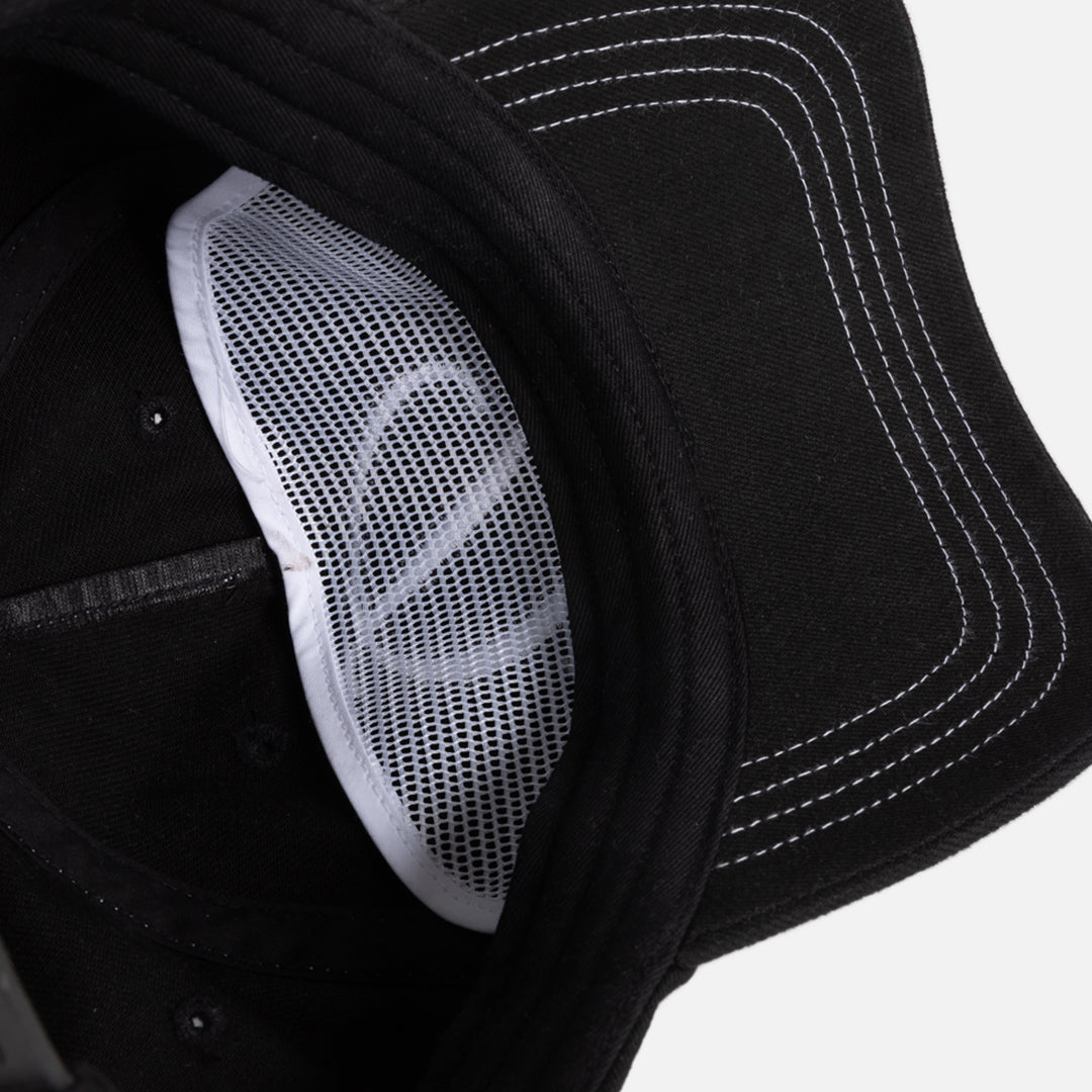 Cursive Denim Worker Cap - Black Washed