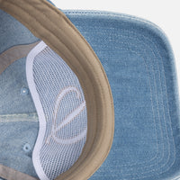 Cursive Denim Worker Cap - Blue Washed