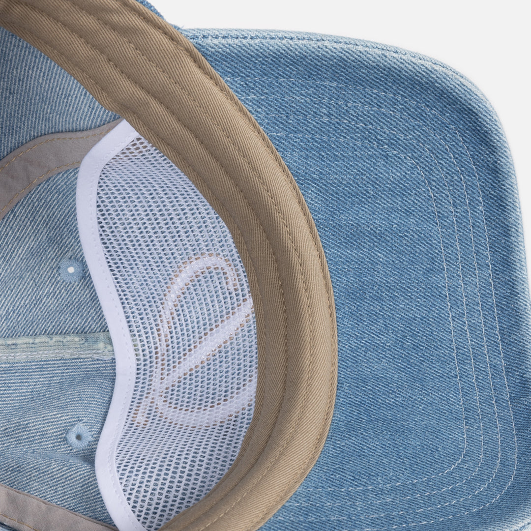 Cursive Denim Worker Cap - Blue Washed