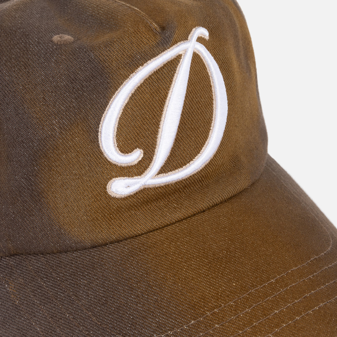 Cursive Denim Worker Cap - Brown Washed
