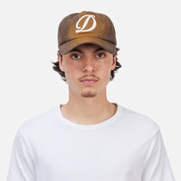 Cursive Denim Worker Cap - Brown Washed