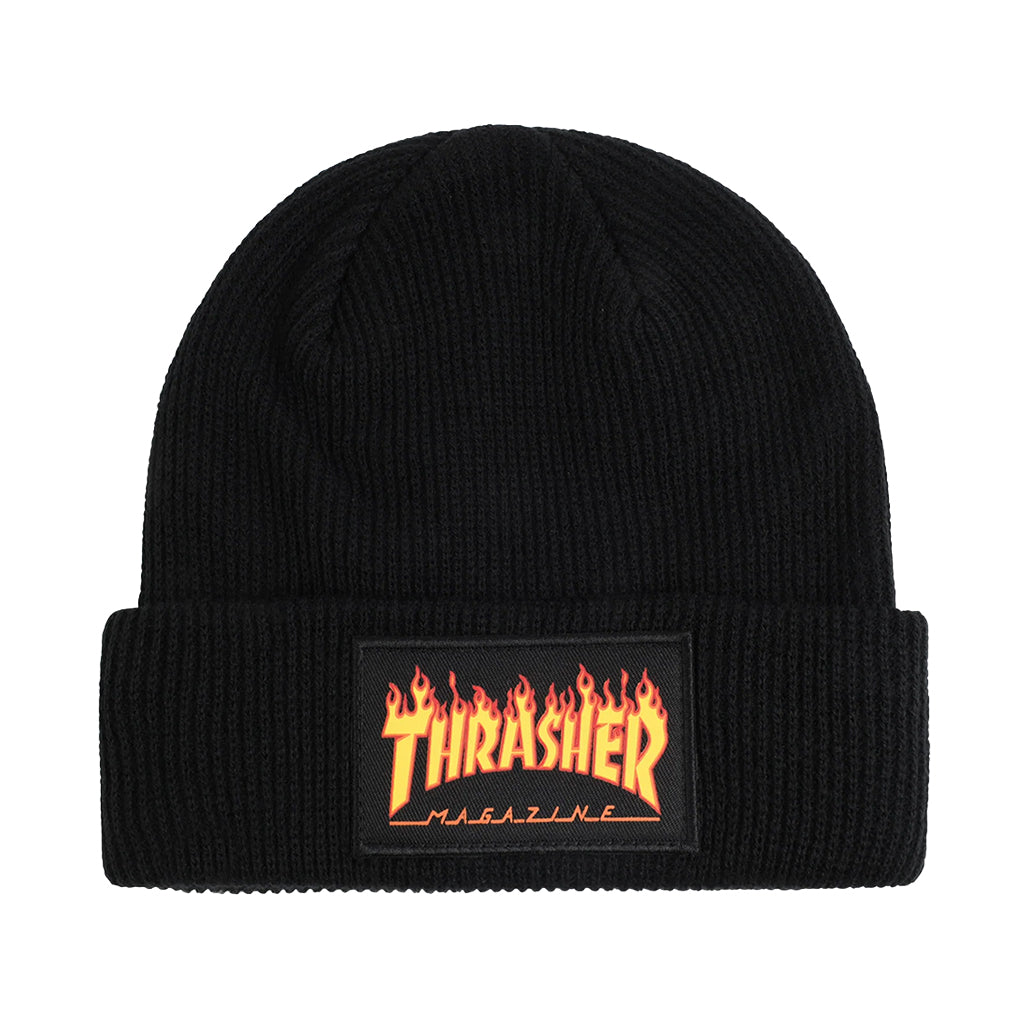 Flame Patch Beanie - Black