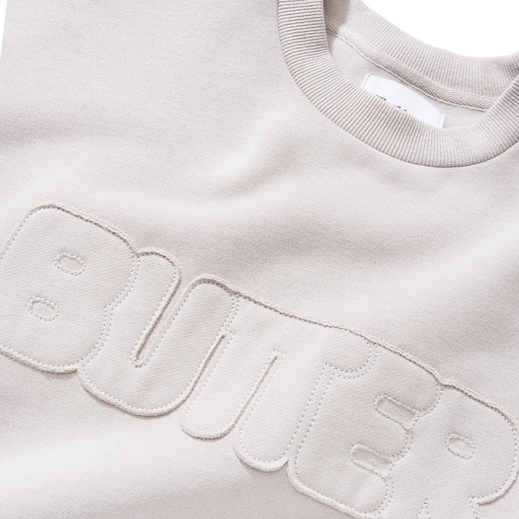 Fabric Applique Crewneck - Cement