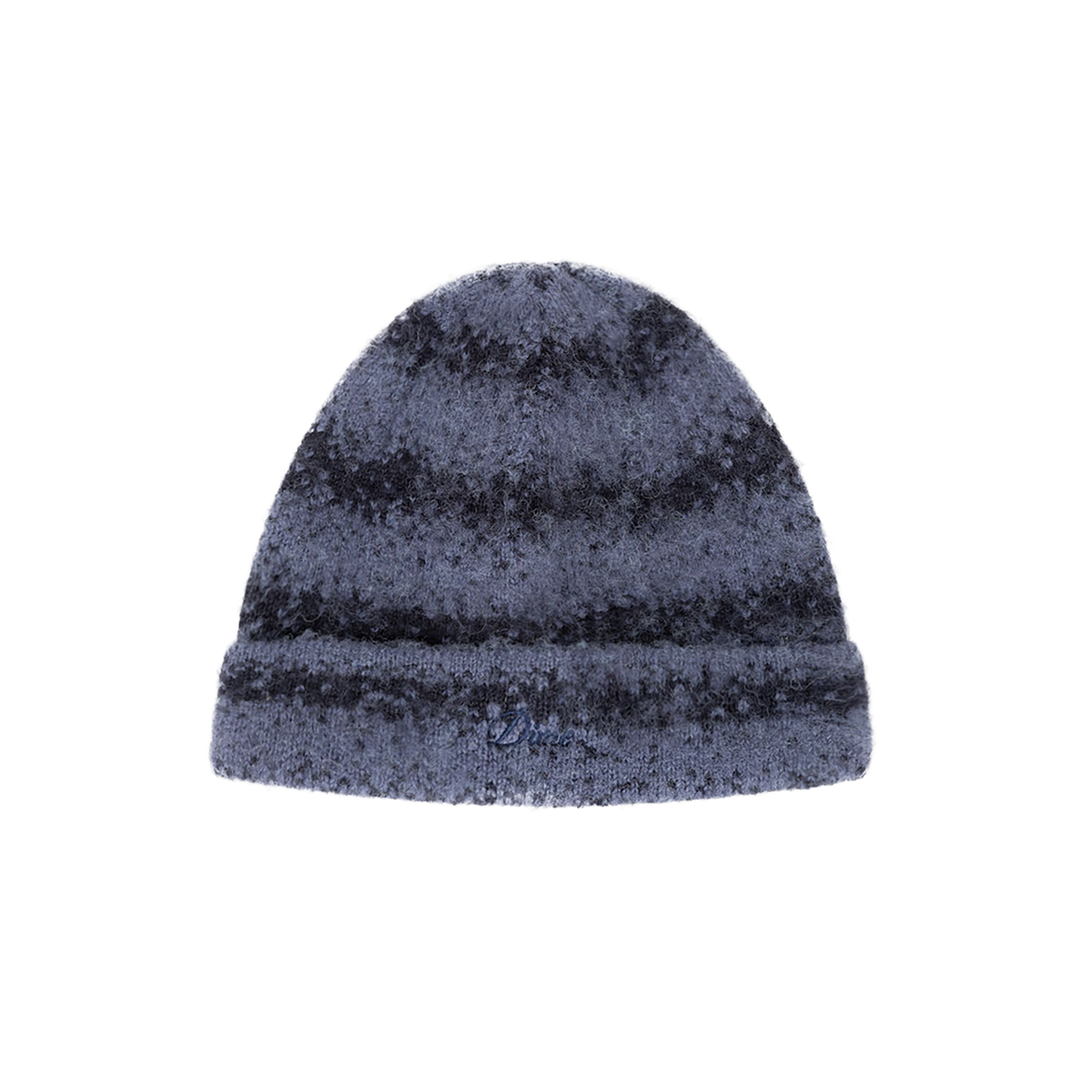 Mohair Striped Beanie - Blue