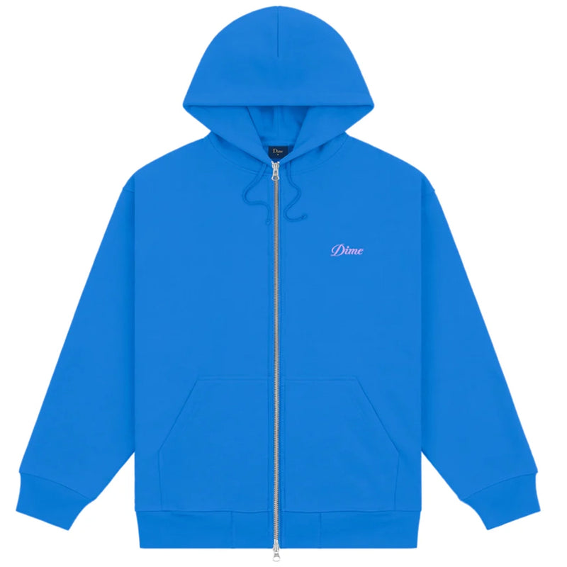 Cursive Small Logo Zip-Hoodie - Cobalt