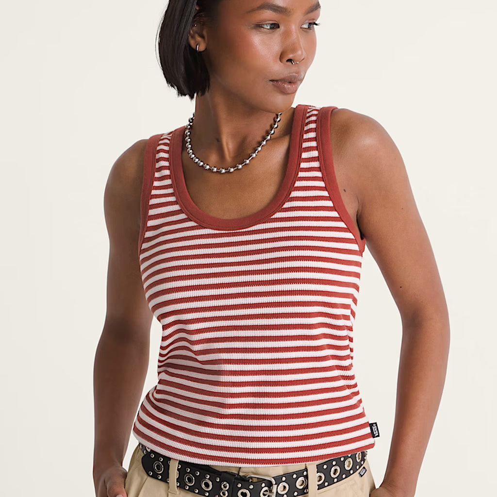 Lilly Stripe Tank - Poppy Ember Red