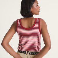 Lilly Stripe Tank - Poppy Ember Red