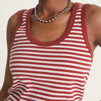 Lilly Stripe Tank - Poppy Ember Red