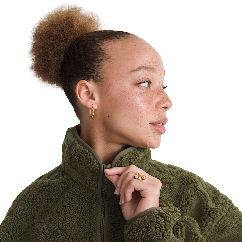 Queens High Pile Jacket - Mossy Olive Green