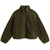 Queens High Pile Jacket - Mossy Olive Green