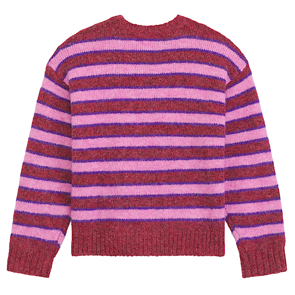Rollins Stripe Sweater - Poppy Ember Red / Purple Licorice