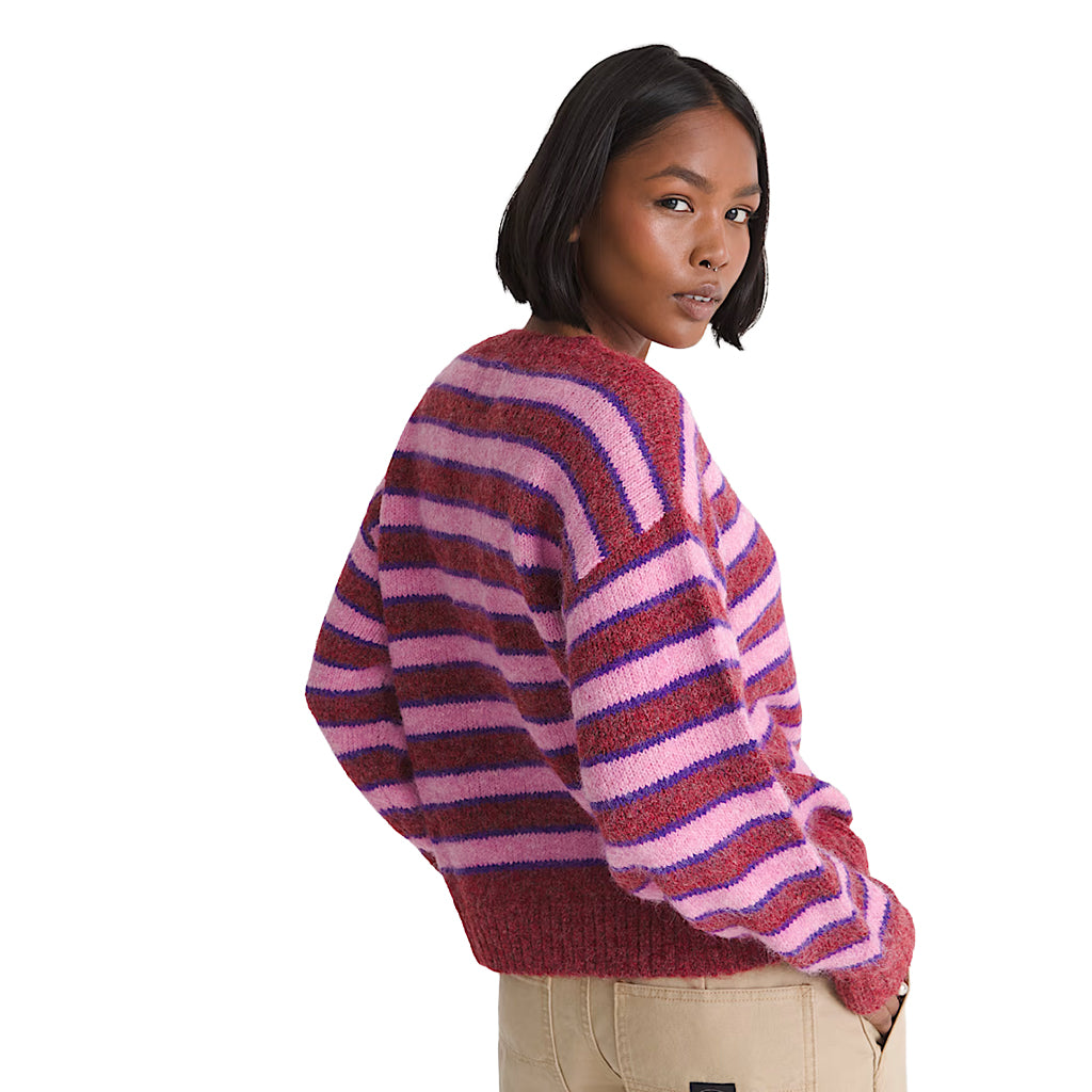 Rollins Stripe Sweater - Poppy Ember Red / Purple Licorice