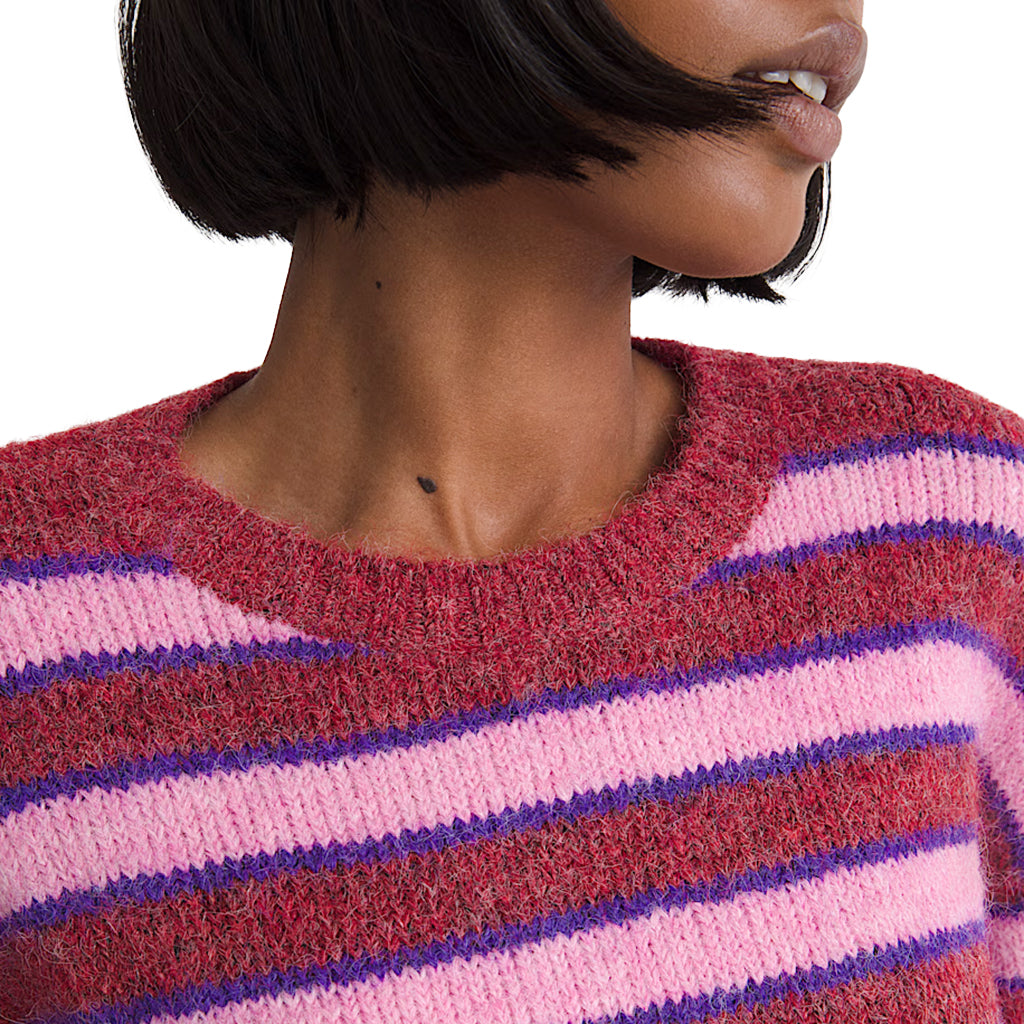 Rollins Stripe Sweater - Poppy Ember Red / Purple Licorice