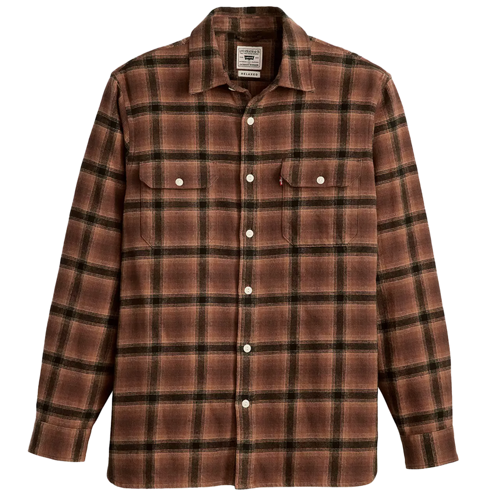 Jackson Worker Flannel Overshirt - James Plaid Chocolate Fon