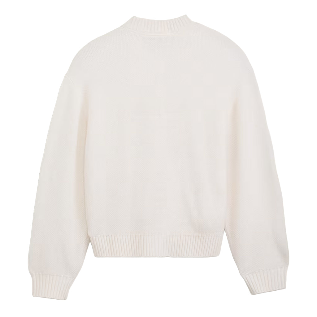 Teddy Round Neck Cardigan - Egret White