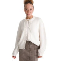 Teddy Round Neck Cardigan - Egret White
