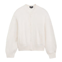Teddy Round Neck Cardigan - Egret White