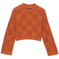 Camille Checker Pullover Sweater - Auburn