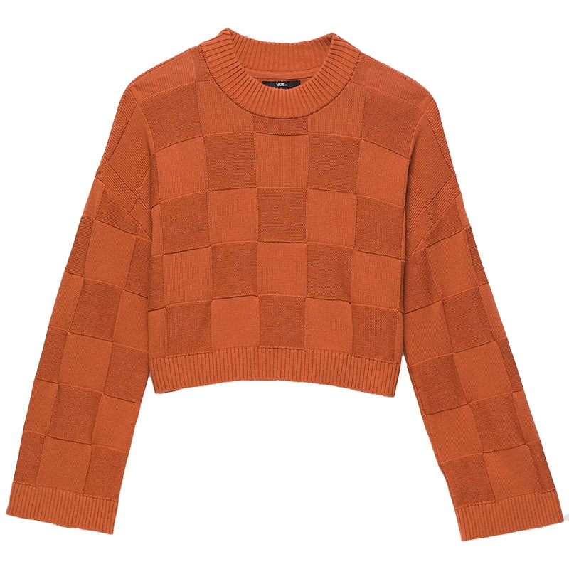 Camille Checker Pullover Sweater - Auburn