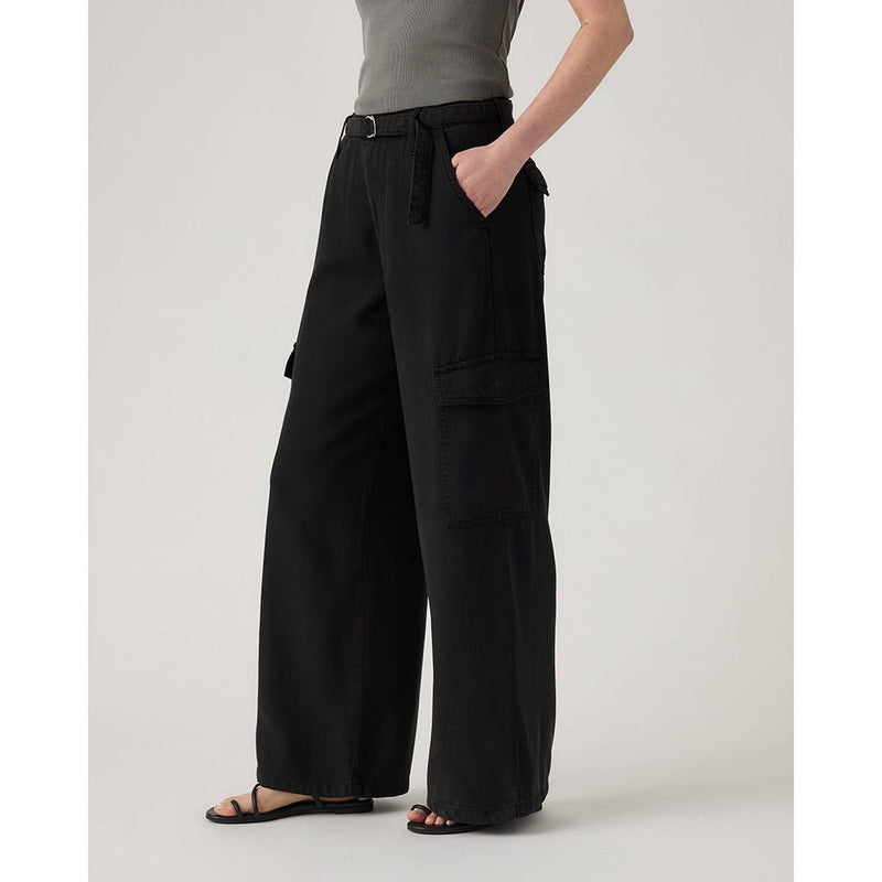 Baggy Dad Cargo Women's Pants - Caviar Black - Town City