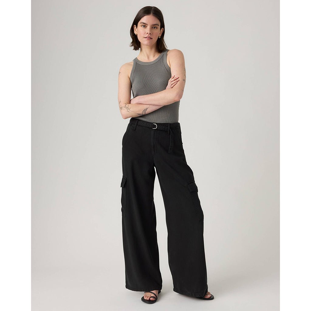 Baggy Dad Cargo Women's Pants - Caviar Black - Town City