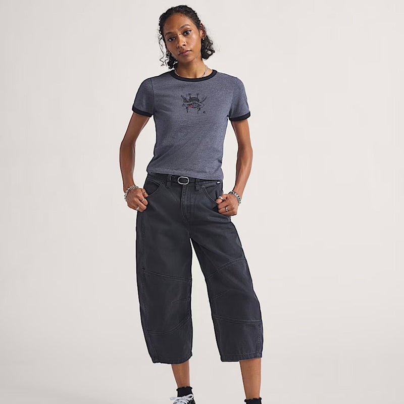 Blaire Cropped Barrel Pants - Black - Town City