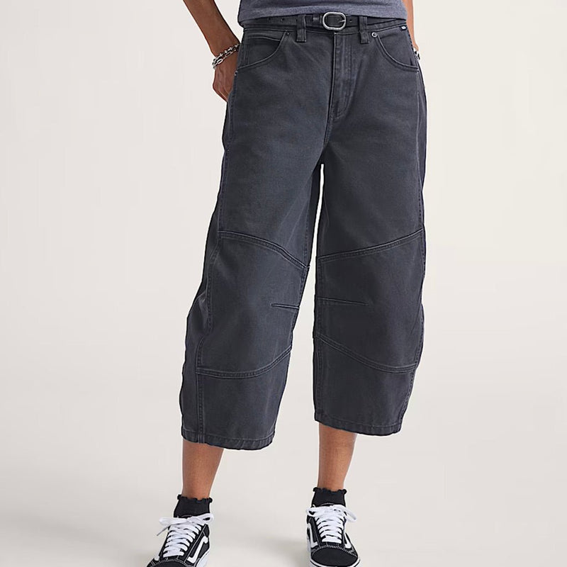 Blaire Cropped Barrel Pants - Black - Town City