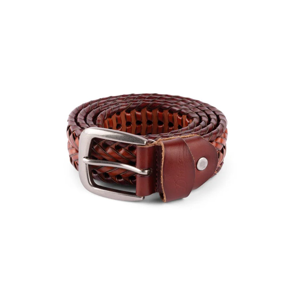 Braided Leather Belt - Caramel/Brown - Town City