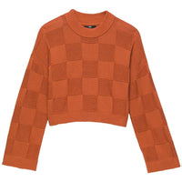 Camille Checker Pullover Sweater - Auburn - Town City