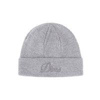 Cursive Wool Fold Beanie - Heather Grey