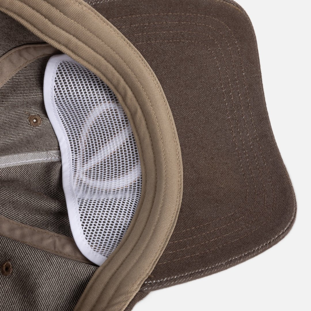 Cursive Denim Worker Cap - Brown Washed - Town City