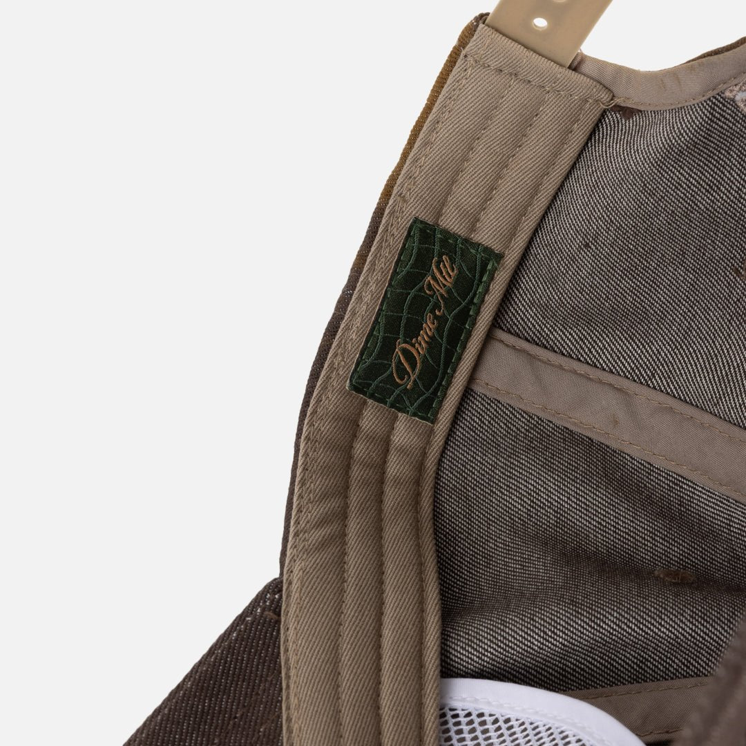 Cursive Denim Worker Cap - Brown Washed - Town City