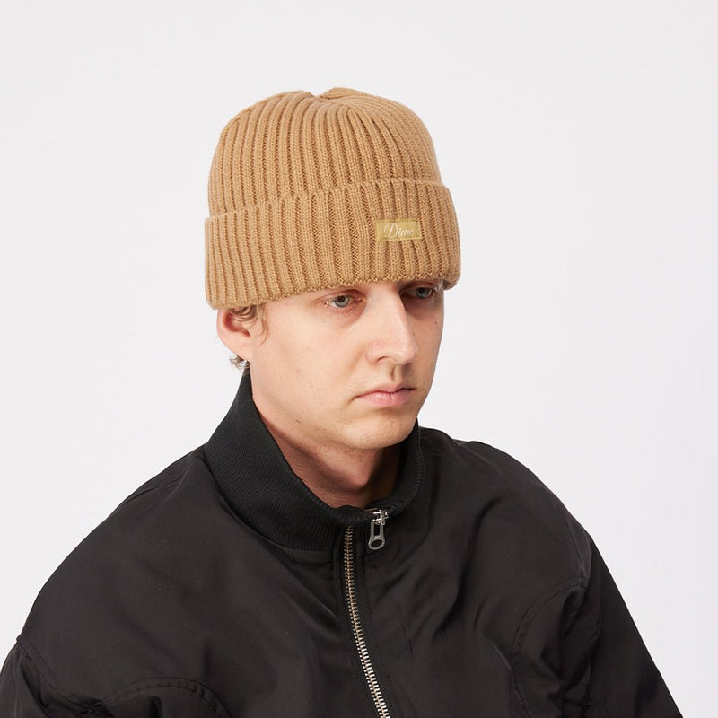 Cursive Rib Beanie - Coffee - Town City