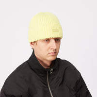 Cursive Rib Beanie - Neon Yellow - Town City