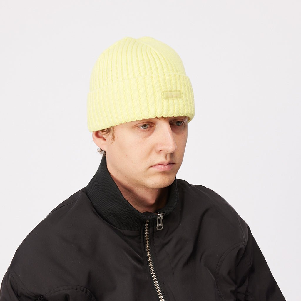 Cursive Rib Beanie - Neon Yellow - Town City