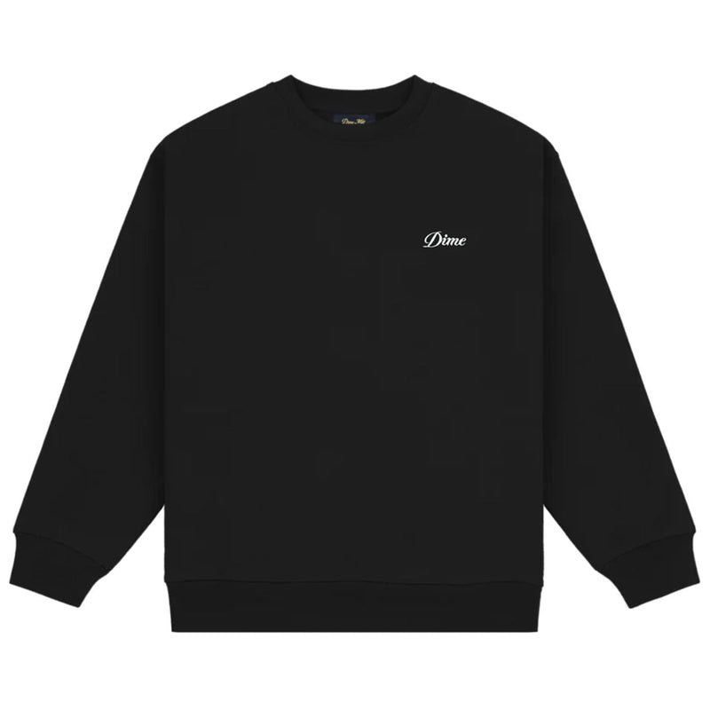 Cursive Small Logo Crewneck - Black - Town City